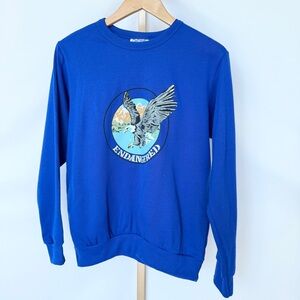 VINTAGE! 90’s Y2K Carol Wright Unisex M Blue Bald Eagle Crewneck Sweatshirt